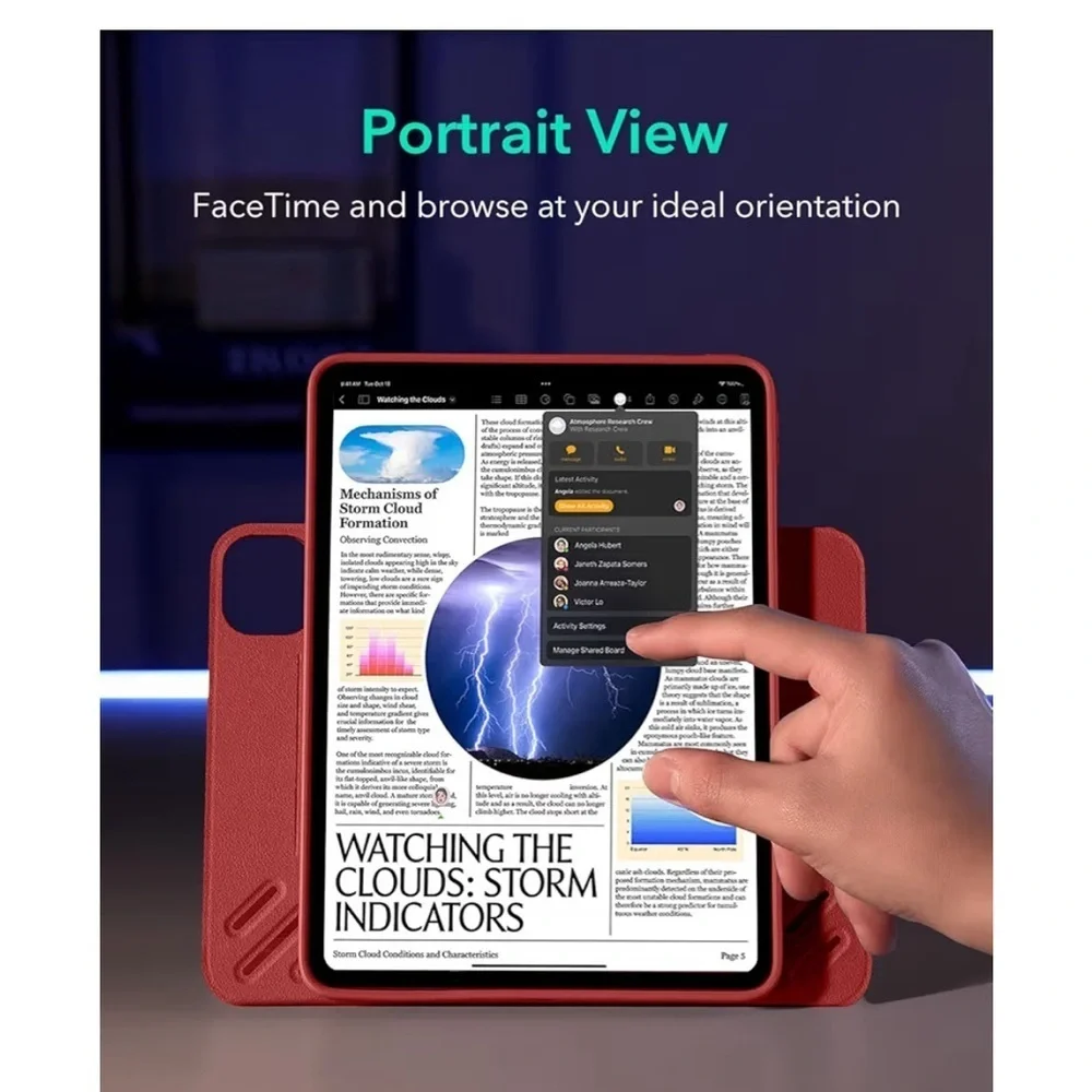 ESR For IPad Pro 11 Inch Case (M5/M4) 2025/2024, Rotating Case Red/ 380-lb-1